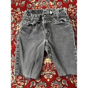 VINTAGE Levi 550 Cutoff Shorts Boys 8 Black Orange Tab Regular Fit Jorts Youth